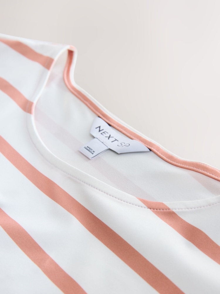Pink Basic Stripe Round Neck T-Shirt - Image 2 of 3