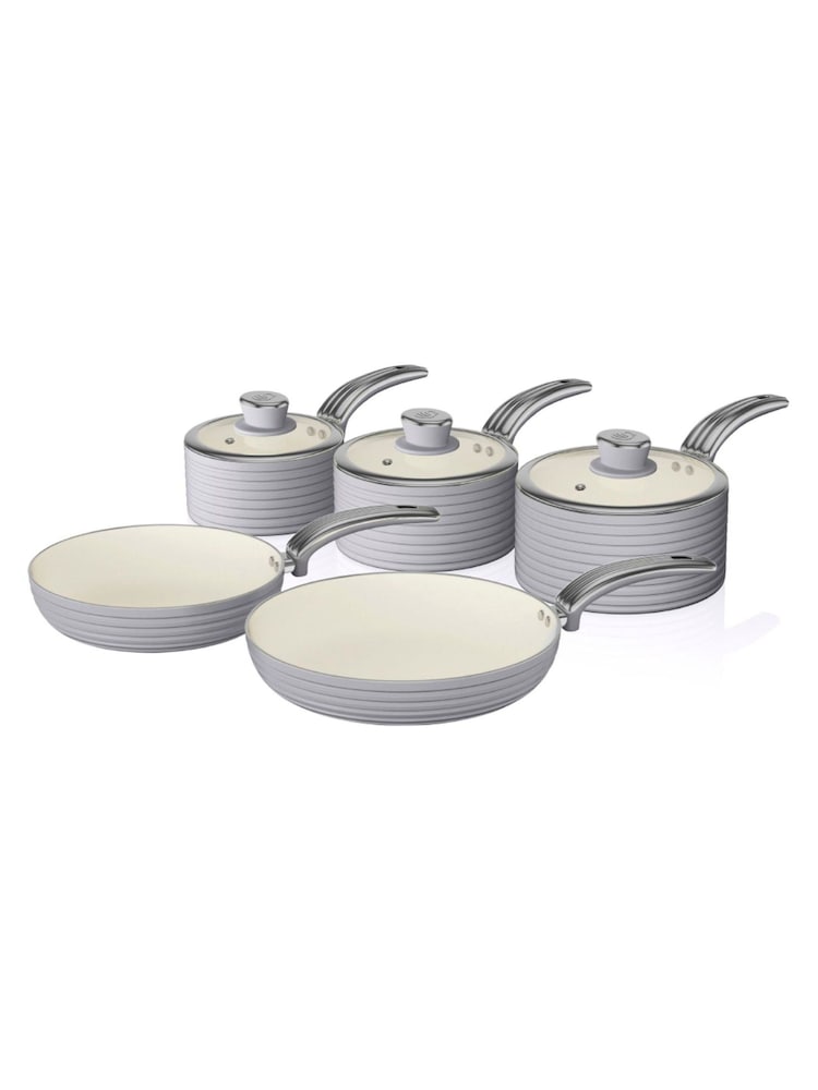 Swan 5 Piece Grey Retro Pan Set - Image 1 of 8