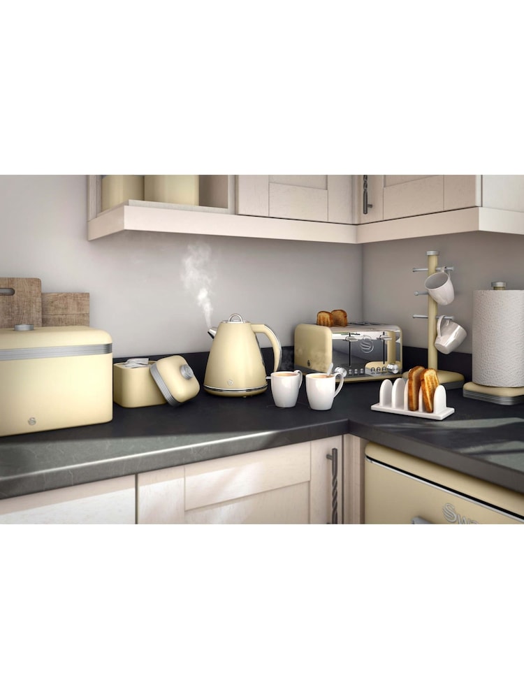 Swan Set of 3 Cream Retro Kitchen Storage Canisters - Image 3 of 3