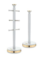 Tower White and Champagne Gold Cavaletto Mug Tree and Towel Pole Set - Image 2 of 8