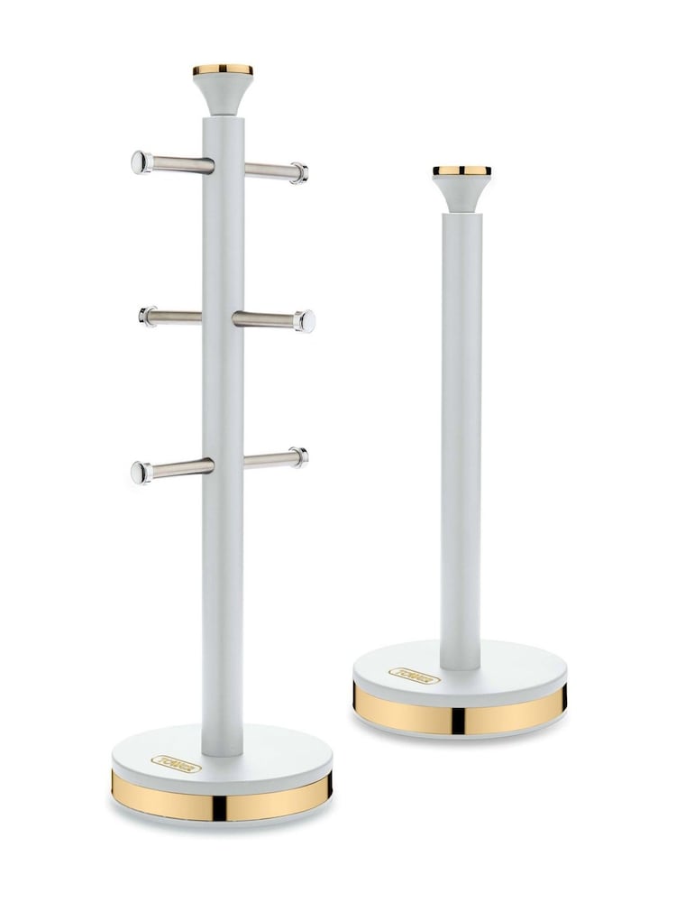 Tower White and Champagne Gold Cavaletto Mug Tree and Towel Pole Set - Image 2 of 8