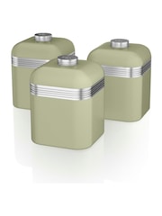 Swan Set of 3 Green Retro Kitchen Storage Canisters - Image 1 of 3