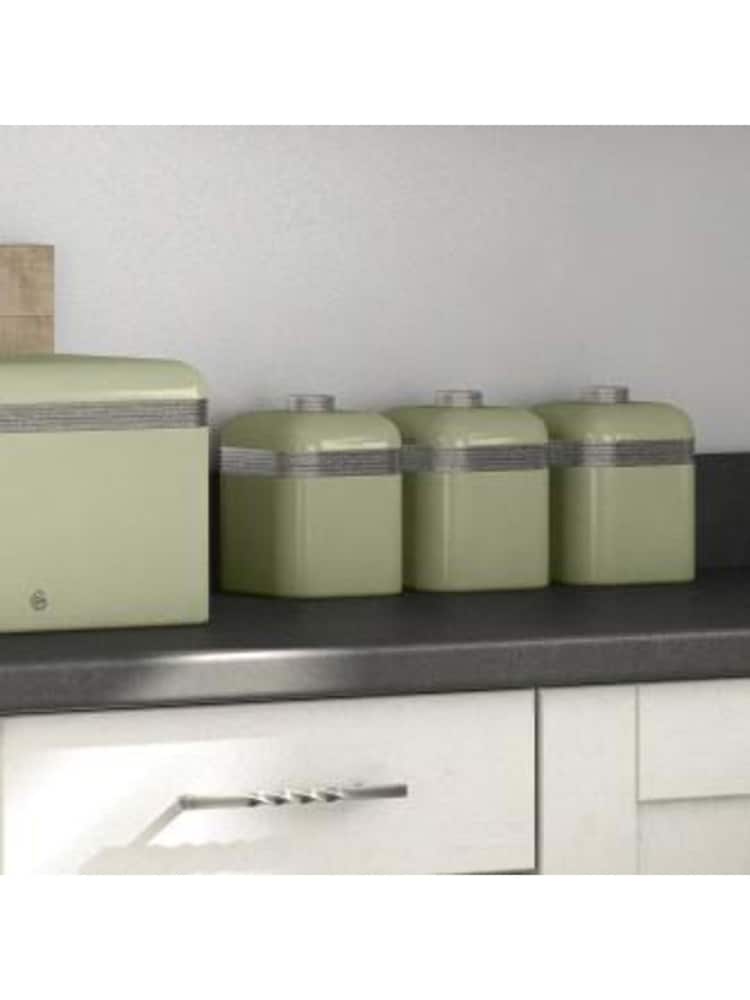 Swan Set of 3 Green Retro Kitchen Storage Canisters - Image 2 of 3