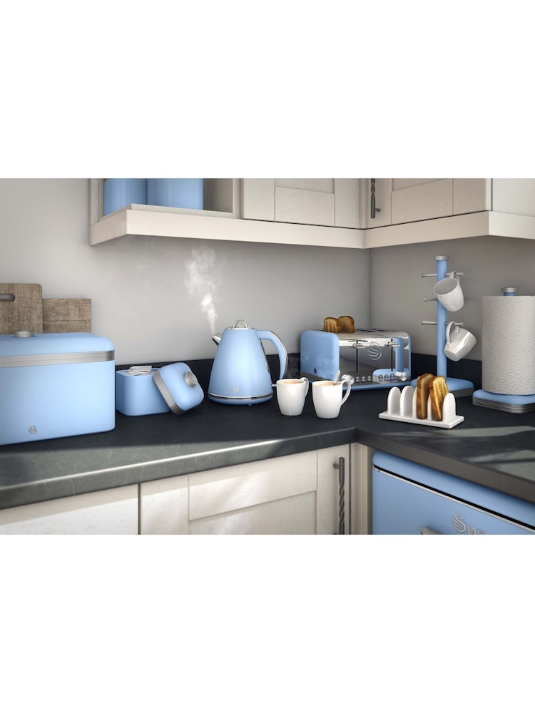 Swan Set of 3 Blue Retro Kitchen Storage Canisters - Image 2 of 3
