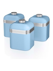 Swan Set of 3 Blue Retro Kitchen Storage Canisters - Image 3 of 3