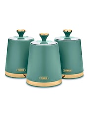 Tower Set of 3 Jade with Champagne Gold Cavaletto Storage Canisters - Image 1 of 8