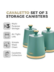 Tower Set of 3 Jade with Champagne Gold Cavaletto Storage Canisters - Image 2 of 8