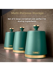 Tower Set of 3 Jade with Champagne Gold Cavaletto Storage Canisters - Image 3 of 8