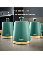 Tower Set of 3 Jade with Champagne Gold Cavaletto Storage Canisters - Image 4 of 8