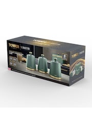 Tower Set of 3 Jade with Champagne Gold Cavaletto Storage Canisters - Image 8 of 8