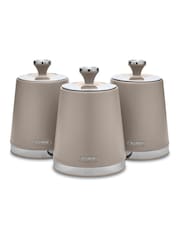 Tower Set of 3 Latte with Chrome Accents Cavaletto Storage Canisters - Image 1 of 1