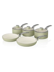 Swan 5 Piece Green Retro Pan Set - Image 1 of 5
