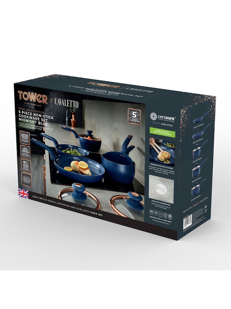 Tower 5 Piece Midnight Blue Cavaletto Cookware Set - Image 10 of 10