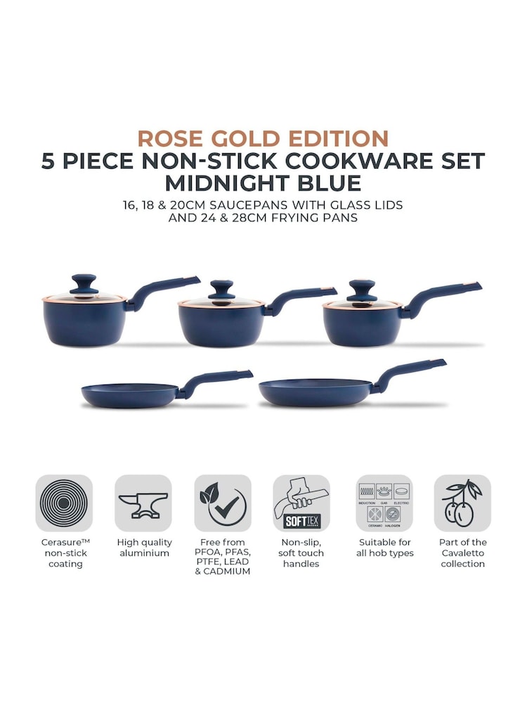 Tower 5 Piece Midnight Blue Cavaletto Cookware Set - Image 2 of 10 Tower 5 Piece Midnight Blue Cavaletto Cookware Set - Image 2 of 10