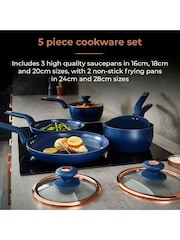 Tower 5 Piece Midnight Blue Cavaletto Cookware Set - Image 3 of 10
