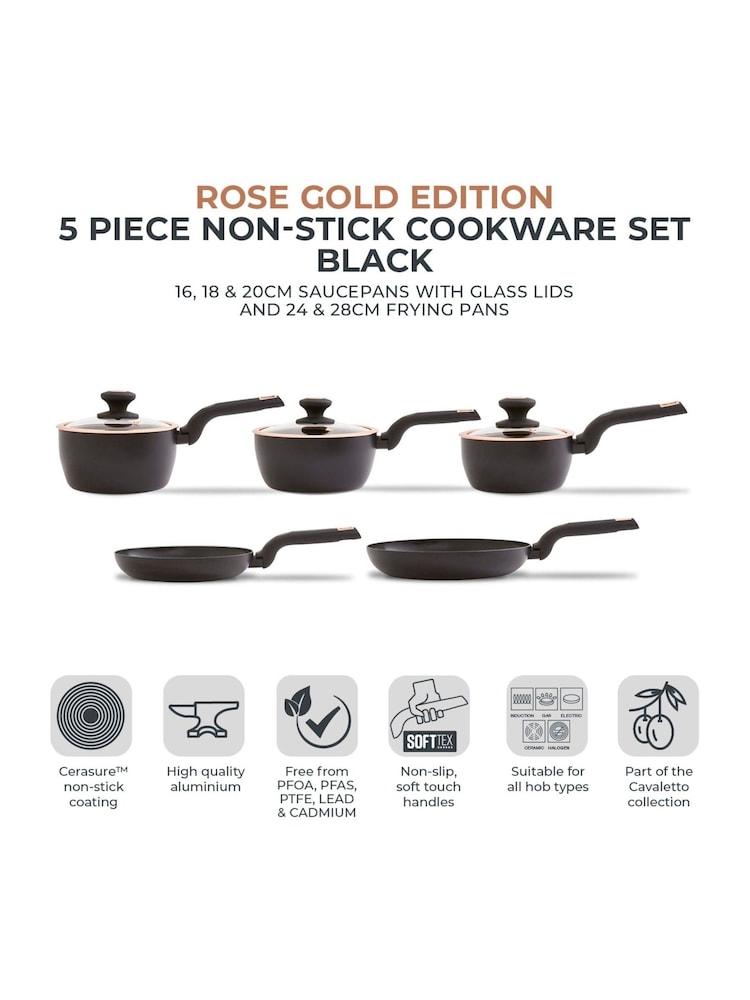 Tower 5 Piece Black Cavaletto Cookware Set - Image 2 of 11