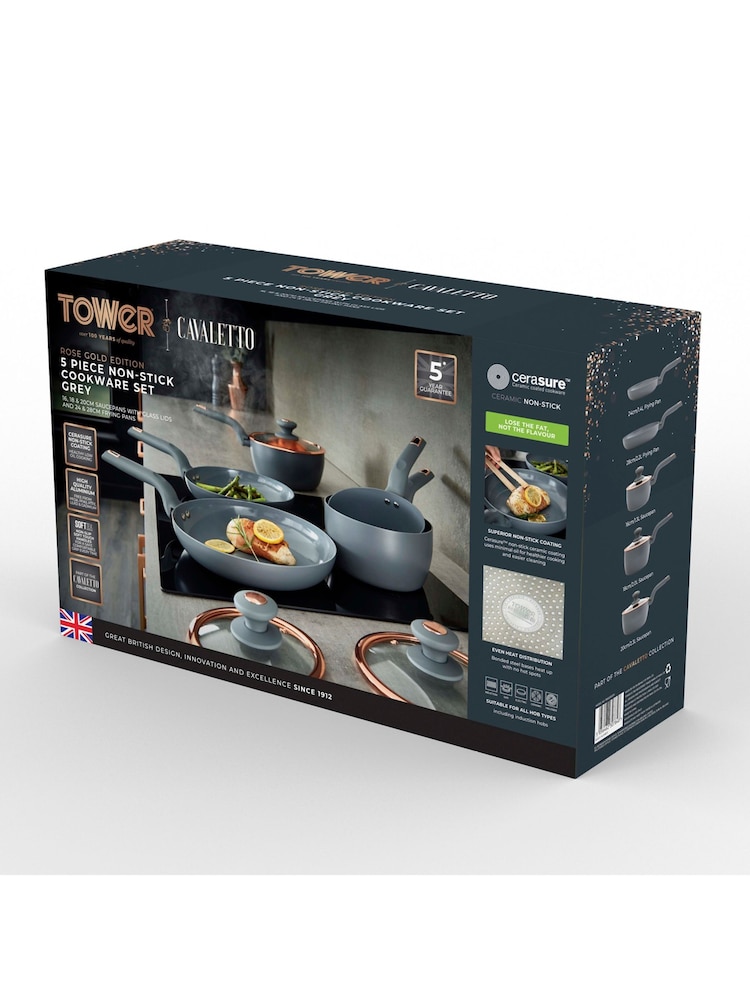 Tower 5 Piece Grey Cavaletto Cookware Set - Image 10 of 10