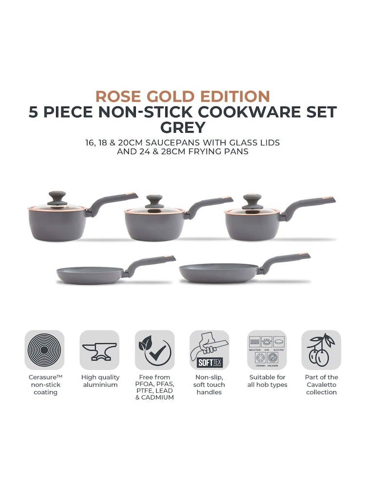 Tower 5 Piece Grey Cavaletto Cookware Set - Image 2 of 10