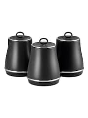 Swan Set of 3 Black Retro Kitchen Storage Canisters - Image 1 of 11