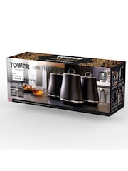 Swan Set of 3 Black Retro Kitchen Storage Canisters - Image 11 of 11