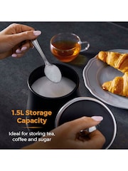 Swan Set of 3 Black Retro Kitchen Storage Canisters - Image 3 of 11