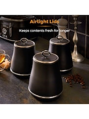 Swan Set of 3 Black Retro Kitchen Storage Canisters - Image 5 of 11