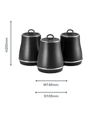 Swan Set of 3 Black Retro Kitchen Storage Canisters - Image 9 of 11