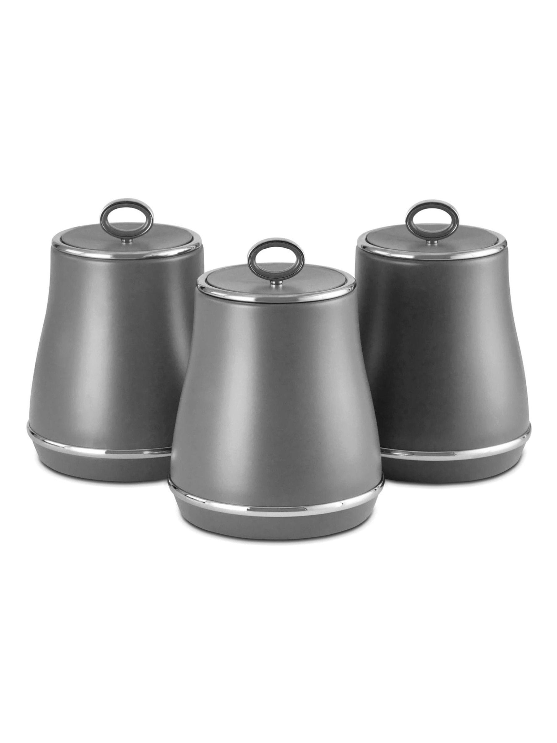 Tower Renaissance Grey Tea, Coffee & Sugar Storage Canisters T826176gry. Matching Set Of 3 Kitchen Canisters In Grey - Image 5
