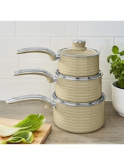 Swan 3 Piece Cream Retro Saucepan Set - Image 3 of 10