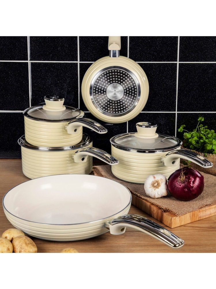 Swan 5 Piece Cream Retro Pan Set - Image 12 of 12