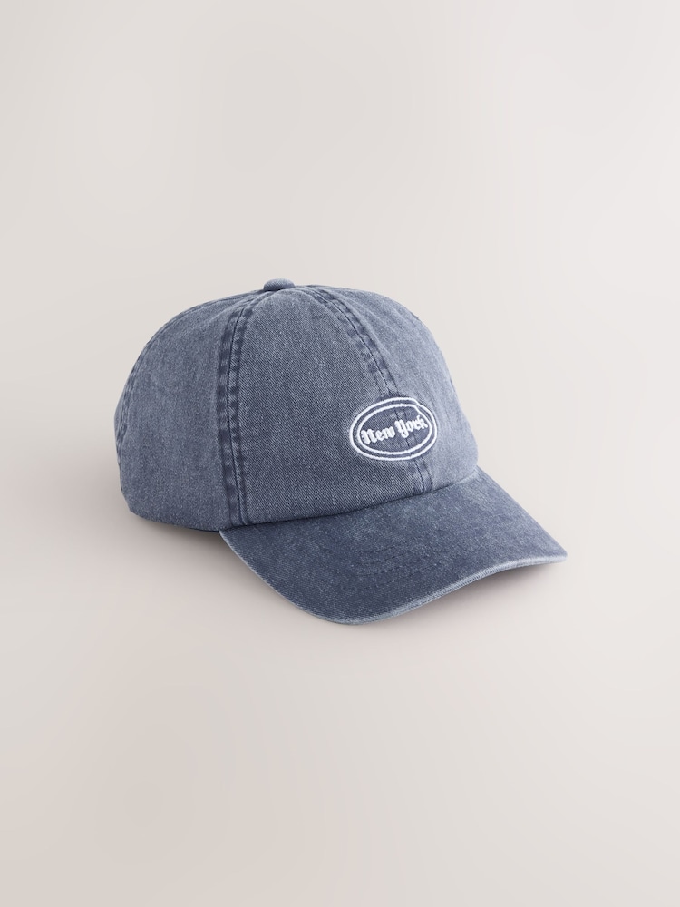 Navy Blue Washed 100% Cotton Baseball Cap Hat (3mths-16yrs) - Image 1 of 3