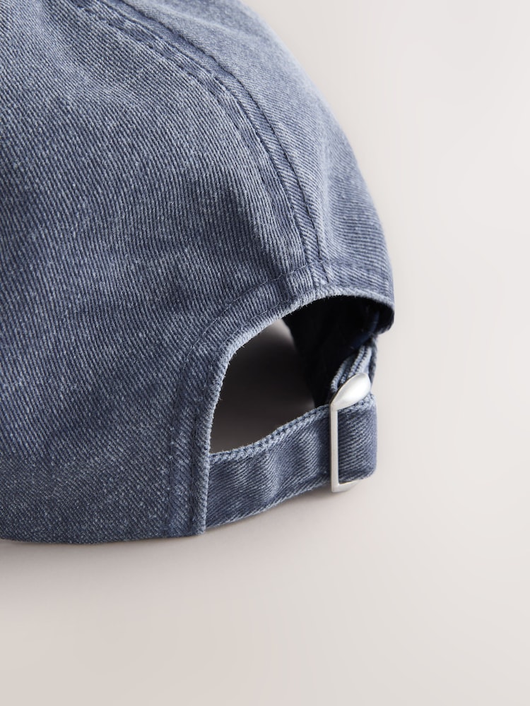 Navy Blue Washed 100% Cotton Baseball Cap Hat (3mths-16yrs) - Image 3 of 3