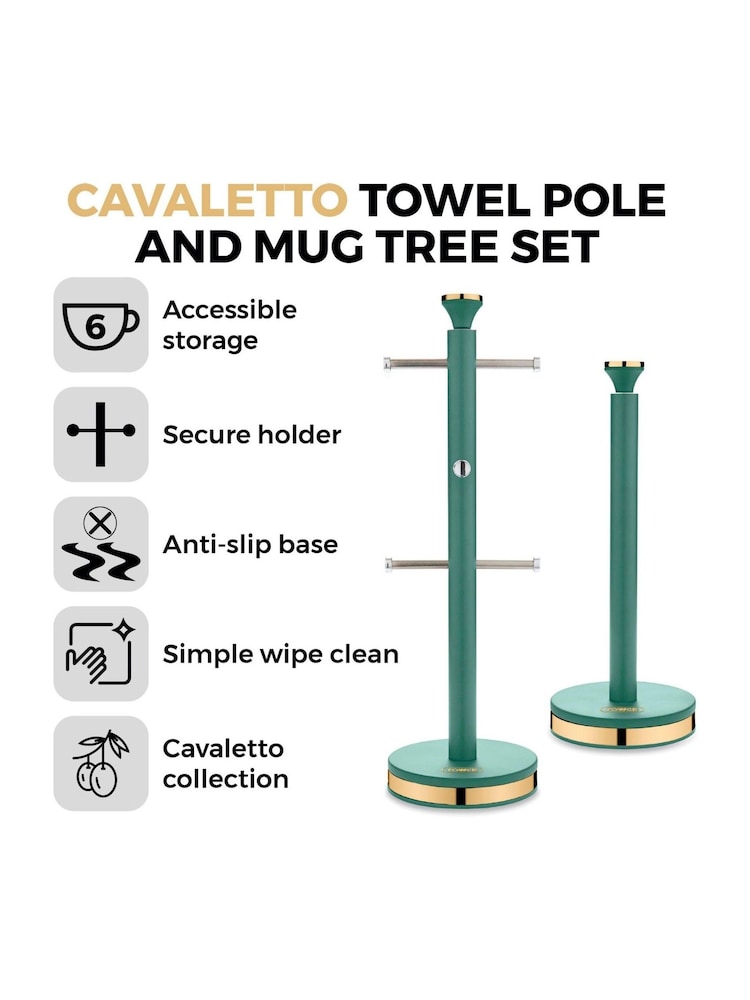 Tower Jade Green and Champagne Gold Cavaletto Mug Tree and Towel Pole Set - Image 2 of 9