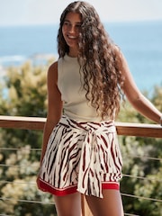Creme, Zebra-Print - Shorts mit Bindegürtel - Image 2 of 7