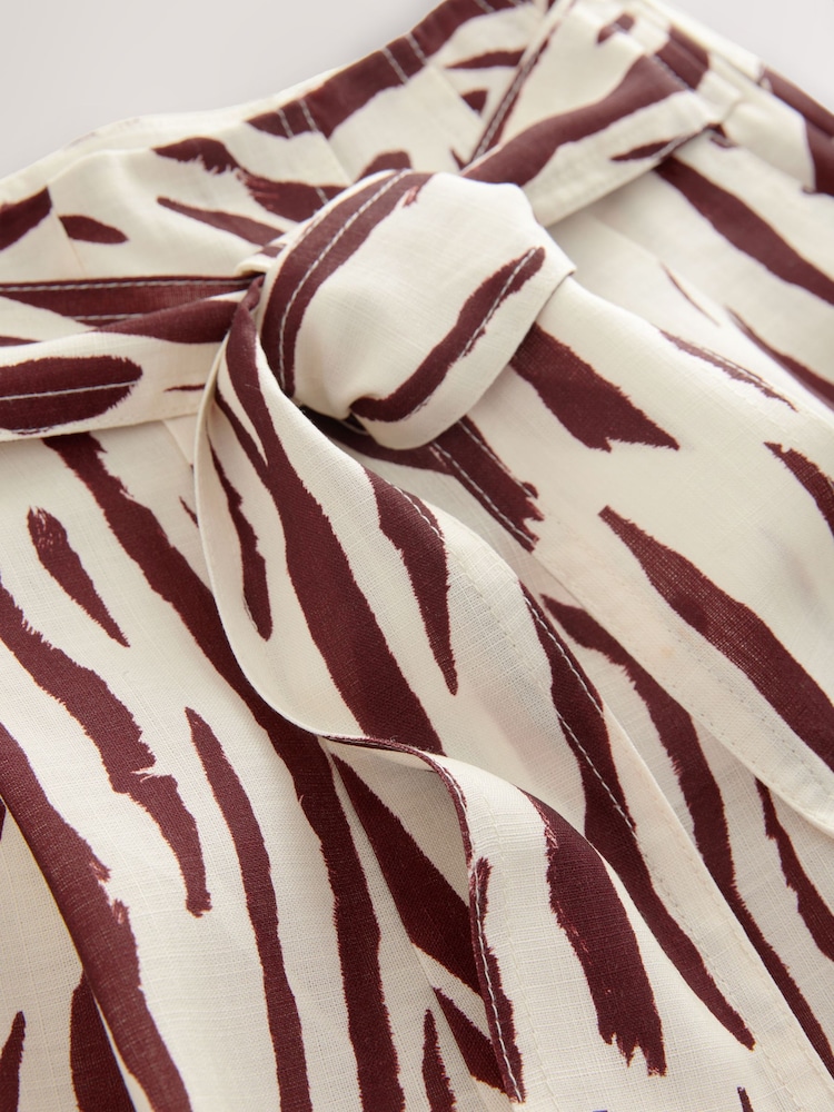 Creme, Zebra-Print - Shorts mit Bindegürtel - Image 6 of 7