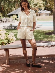 Cream Crochet Shorts With Embroidery - Image 3 of 8