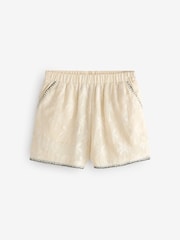Cream Crochet Shorts With Embroidery - Image 6 of 8