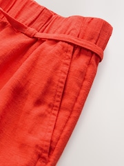 Red Tie Waist Linen Blend Bermuda Knee Shorts - Image 7 of 7