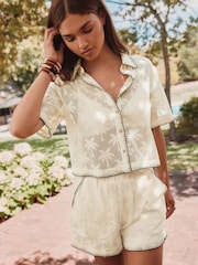 Cream Crochet Shirt with Embroidery - Image 1 of 7