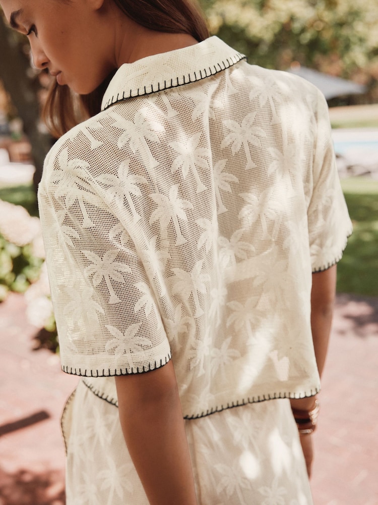 Cream Crochet Shirt with Embroidery - Image 4 of 7