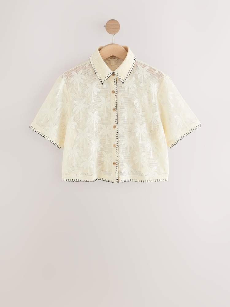 Cream Crochet Shirt with Embroidery - Image 5 of 7
