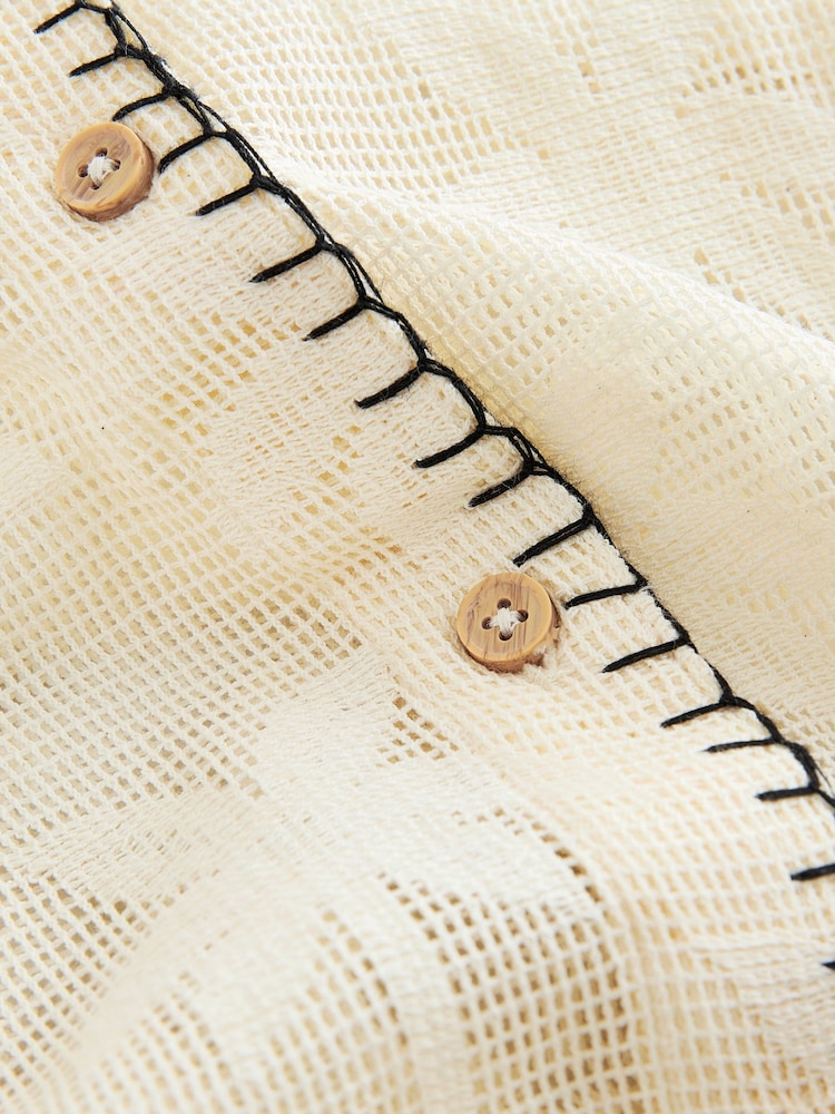Cream Crochet Shirt with Embroidery - Image 6 of 7