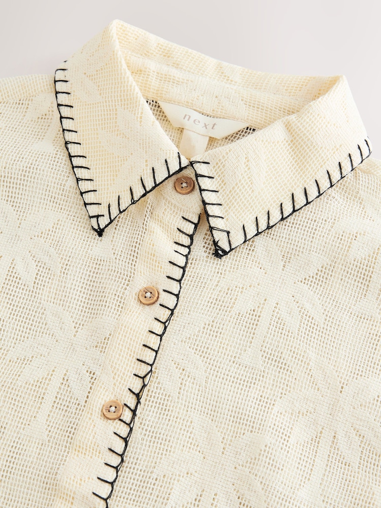 Cream Crochet Shirt with Embroidery - Image 7 of 7