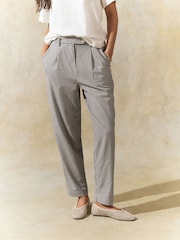 Black/White Gingham Stay Smart Barrel Leg Linen Rich Trousers - Image 2 of 8