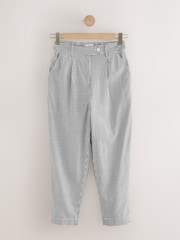 Black/White Gingham Stay Smart Barrel Leg Linen Rich Trousers - Image 6 of 8