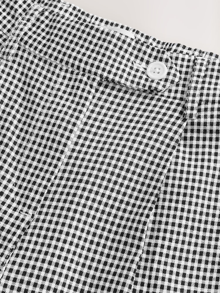Black/White Gingham Stay Smart Barrel Leg Linen Rich Trousers - Image 8 of 8