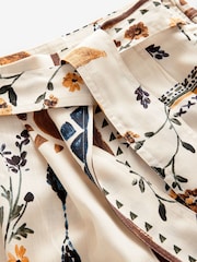 Neutral Sunflower Print Tie Waist Wide Leg Trousers - Image 7 of 8