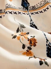 Neutral Sunflower Print Tie Waist Wide Leg Trousers - Image 8 of 8