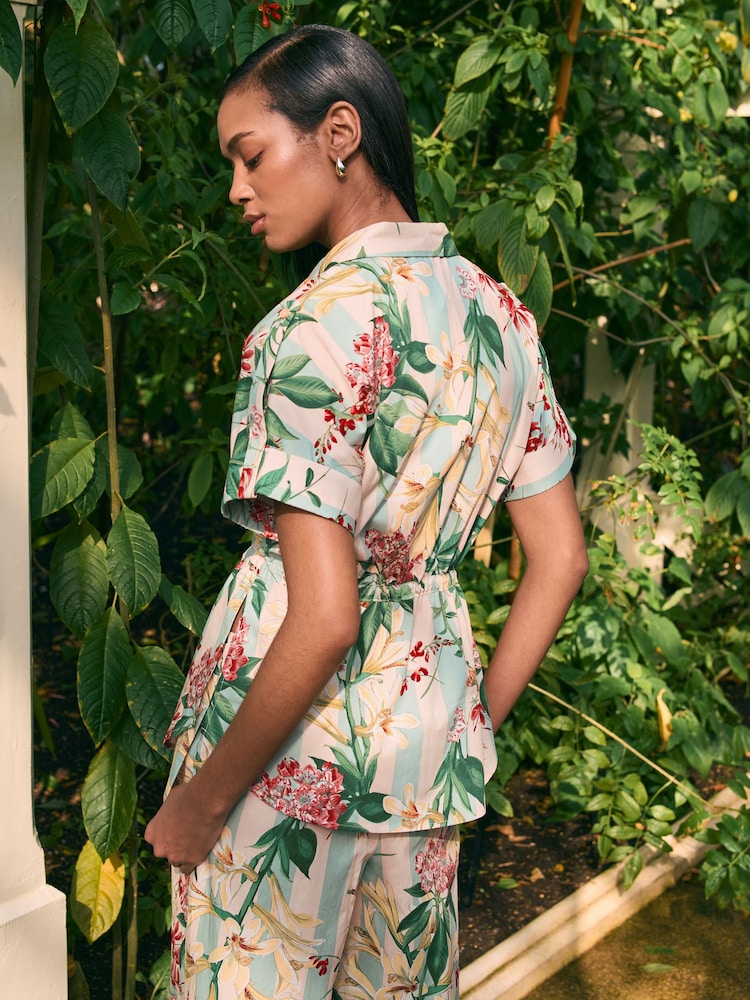 Kew Collection Floral 100% Cotton Tie Waist Shirt - Image 2 of 7