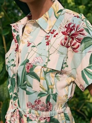 Kew Collection Floral 100% Cotton Tie Waist Shirt - Image 4 of 7